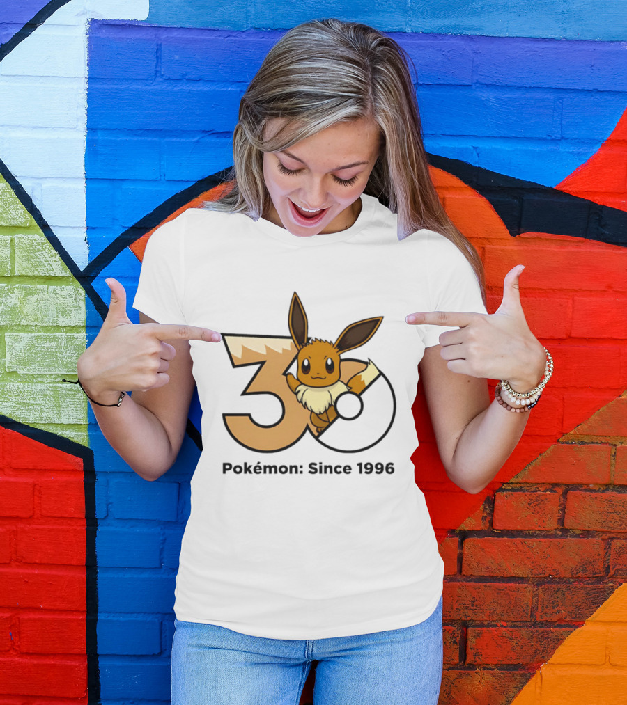 Eevee Pokémon 30th Anniversary Since 1996 Celebration T-Shirt