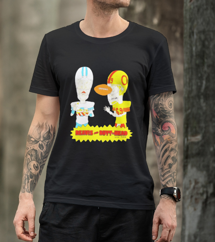 Beavis And Butt Head Football Parody Player Cartoons MTV Series 90s Humor T-Shirt