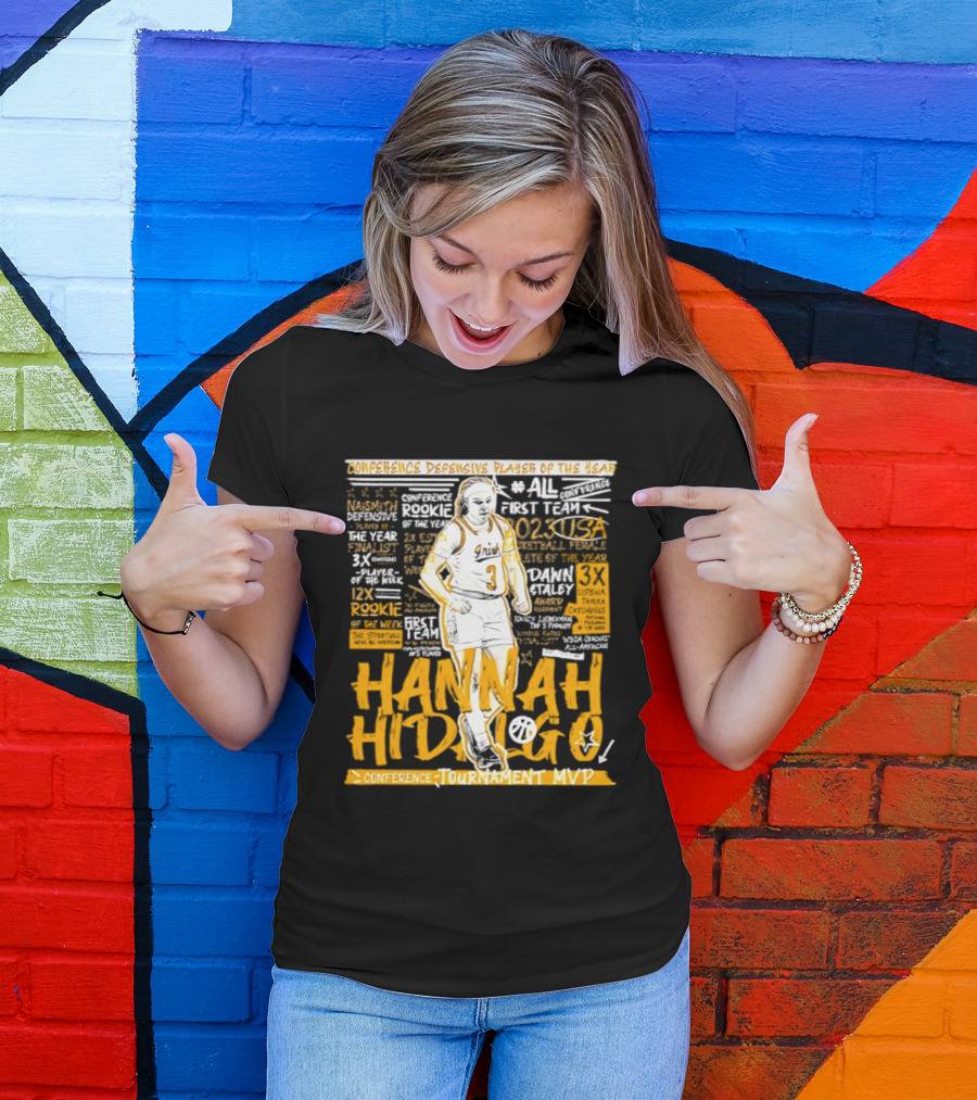 Hannah Hidalgo 2023 NCAA Conference Defensive Player Of The Year Tournament MVP Rookie Team Honors T-Shirt
