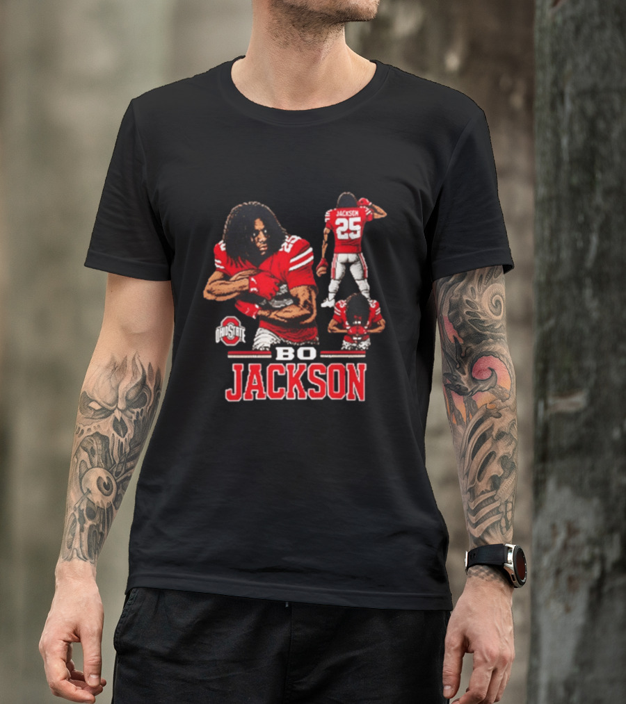Ohio State Buckeyes Bo Jackson Football Player 25 Red Jersey T-Shirt