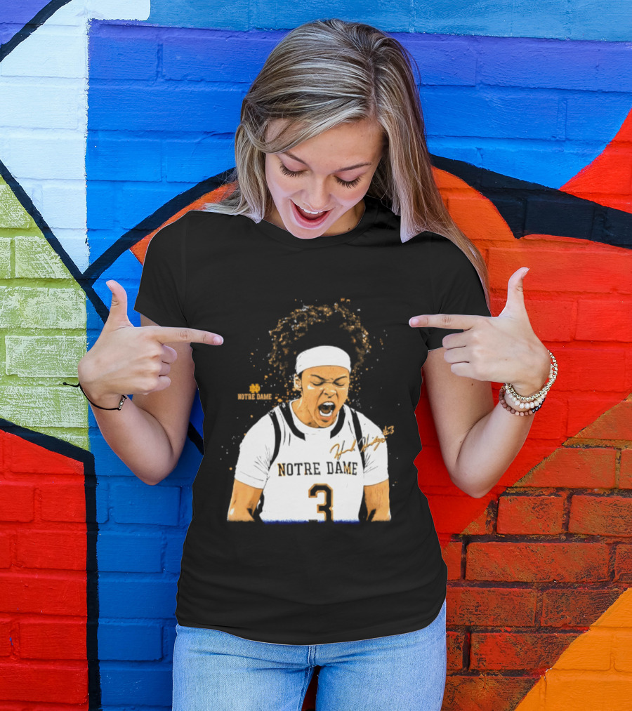 Notre Dame Basketball Hannah Hidalgo Caricature Number 3 NCAA Women's Player T-Shirt