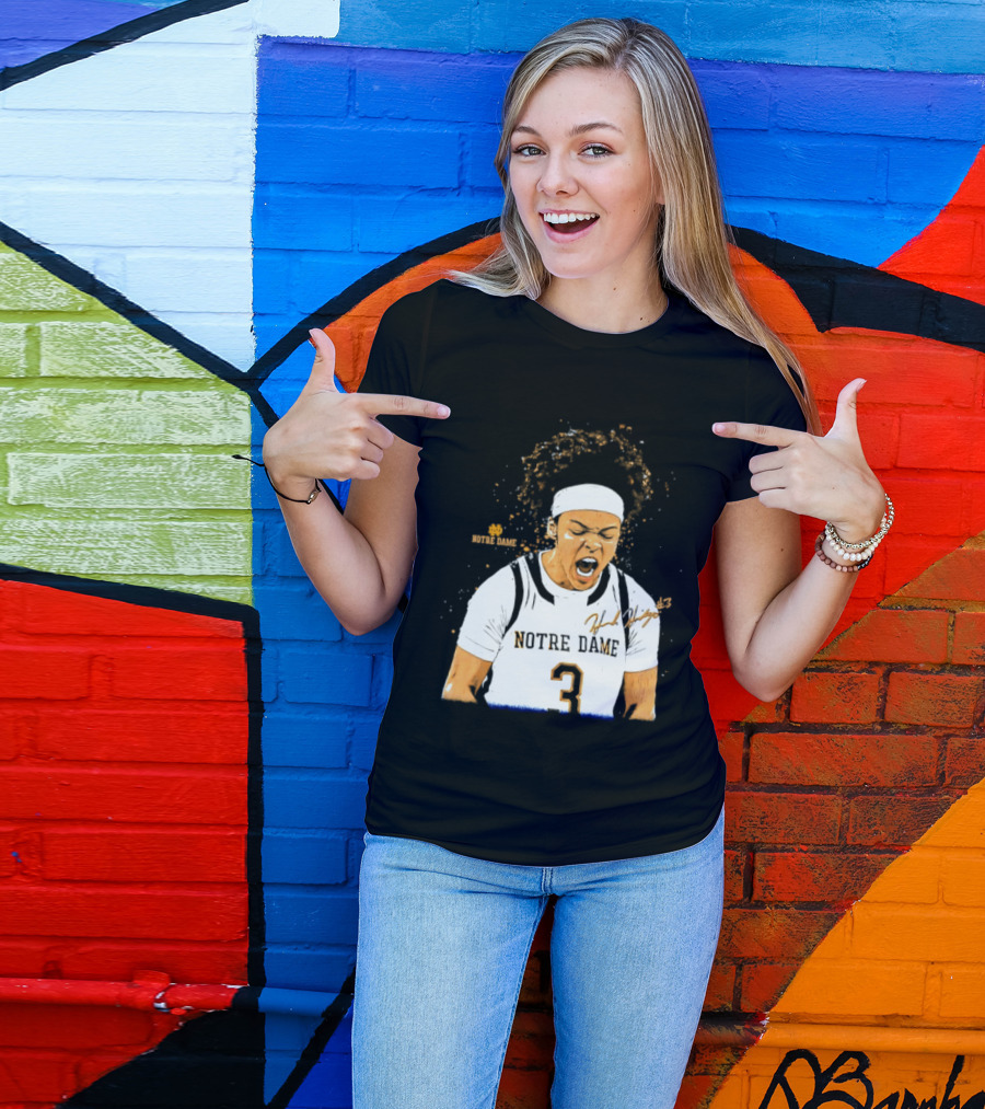 Notre Dame Basketball Hannah Hidalgo Caricature Number 3 NCAA Women's Player T-Shirt