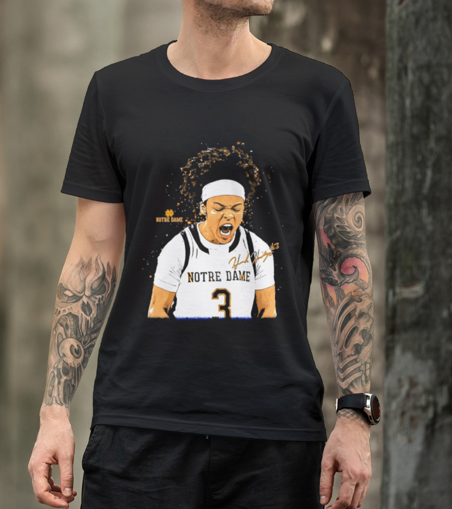 Notre Dame Basketball Hannah Hidalgo Caricature Number 3 NCAA Women's Player T-Shirt