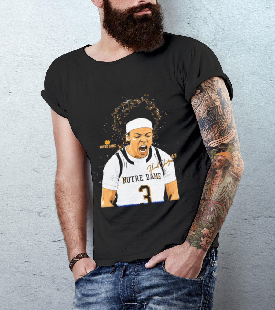 Notre Dame Basketball Hannah Hidalgo Caricature Number 3 NCAA Women's Player T-Shirt
