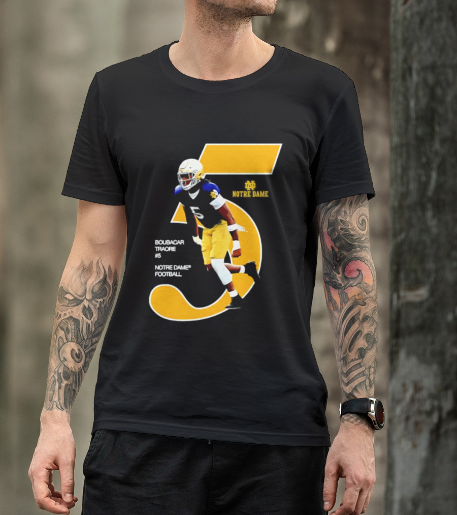 Boubacar Traore 5 Notre Dame Football Player NCAA Iconic Number T-Shirt