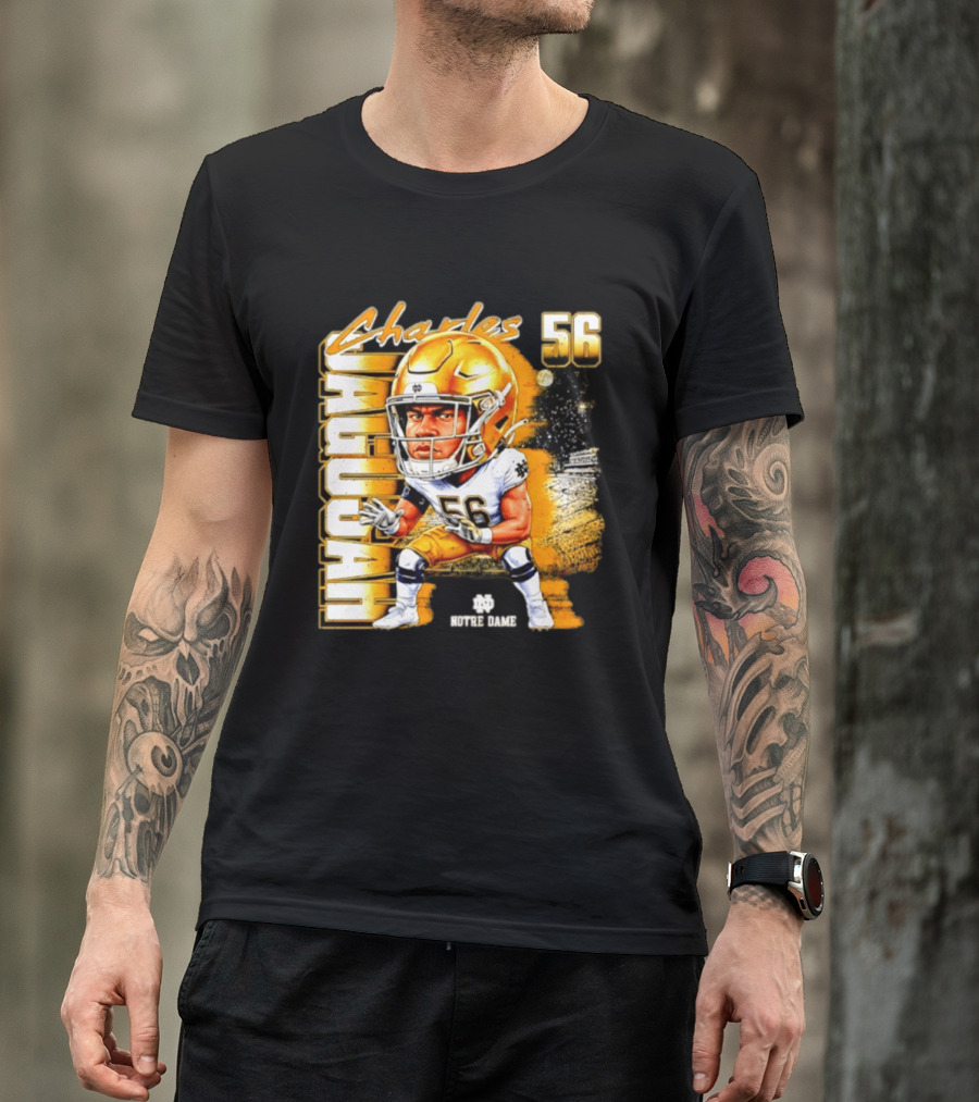 Charles Jagusah 56 Notre Dame Player NCAA Football Caricature T-Shirt