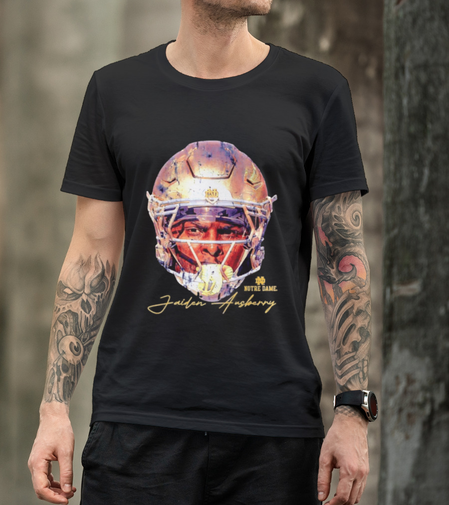 Notre Dame NCAA Football Helmet Jaiden Ausberry Swag Head T-Shirt