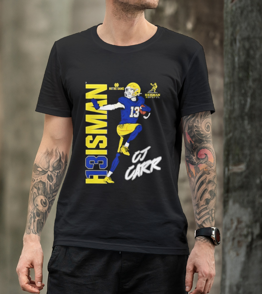 Notre Dame Football CJ Carr Heisman 13 NCAA T-Shirt
