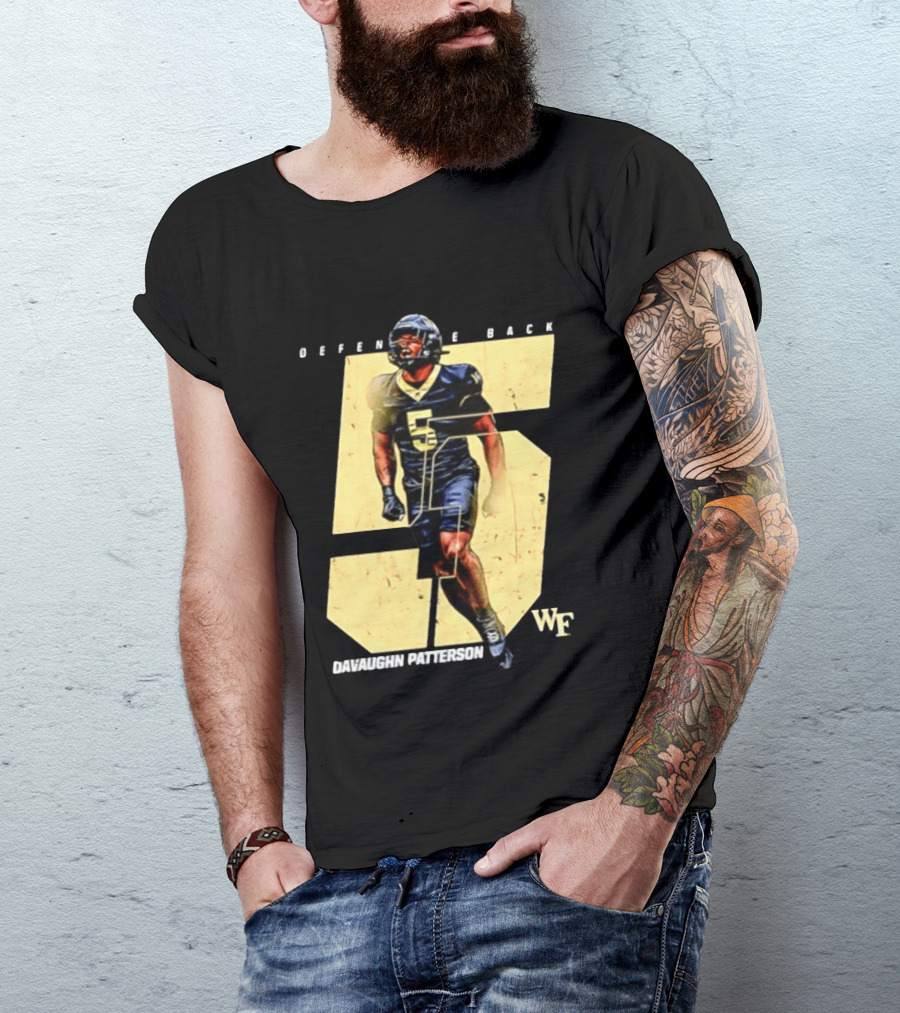 Davaughn Patterson Wake Forest Football Defensive Back Number 5 WF T-Shirt