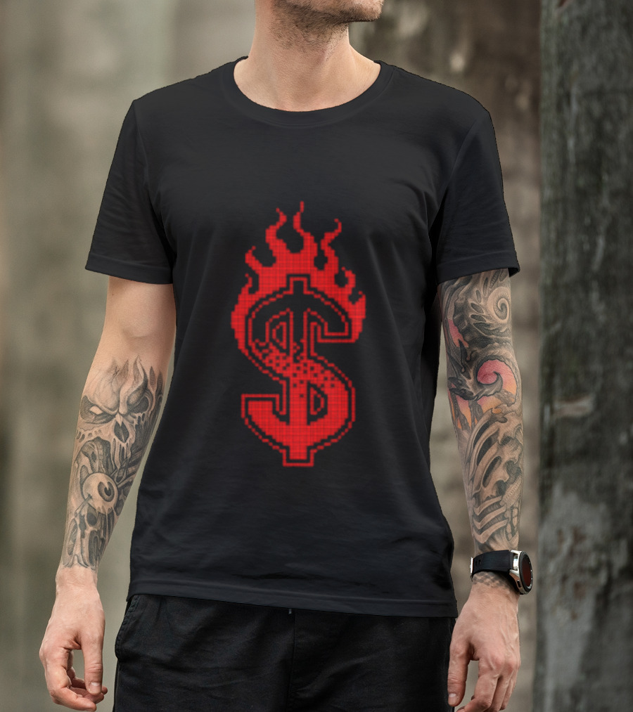 Lambrini Girls Band Store No Refunds Baby Black Flaming Dollar Sign T-Shirt