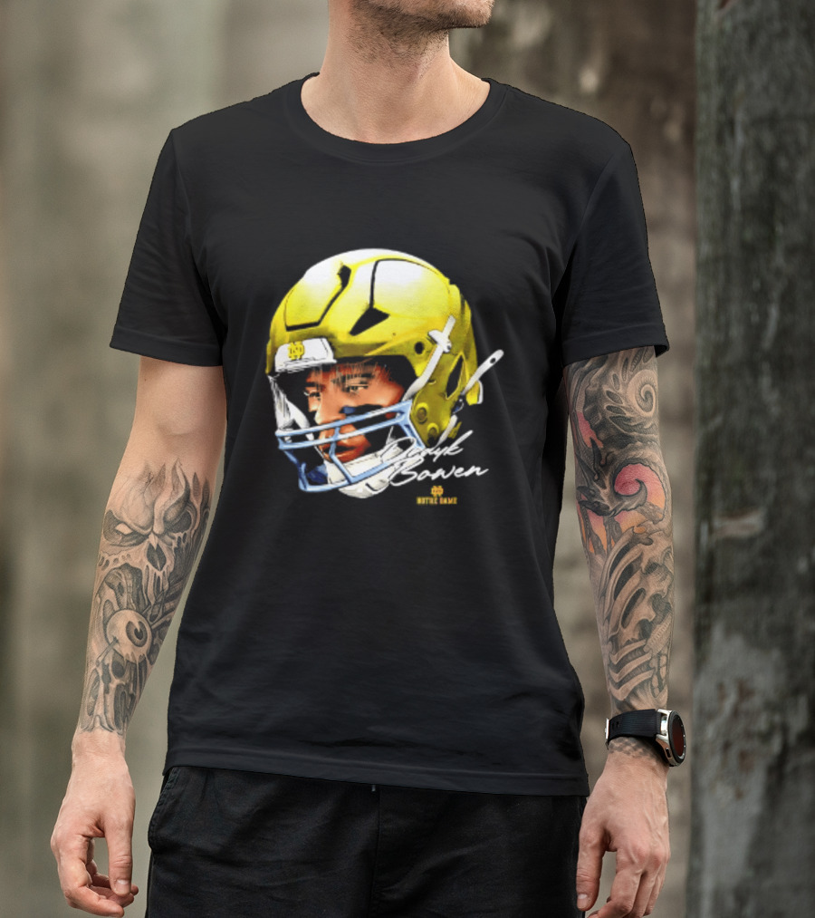 Notre Dame Drayk Bowen NCAA Football Headgear Fan Gear T-Shirt