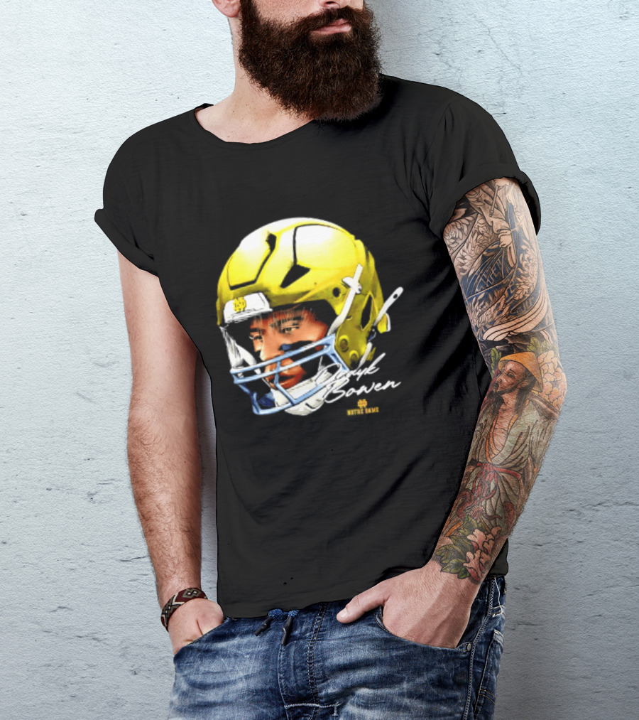Notre Dame Drayk Bowen NCAA Football Headgear Fan Gear T-Shirt