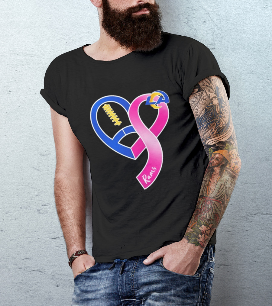 Los Angeles Rams Breast Cancer Awareness LA Ribbon Heart 2026 T-Shirt