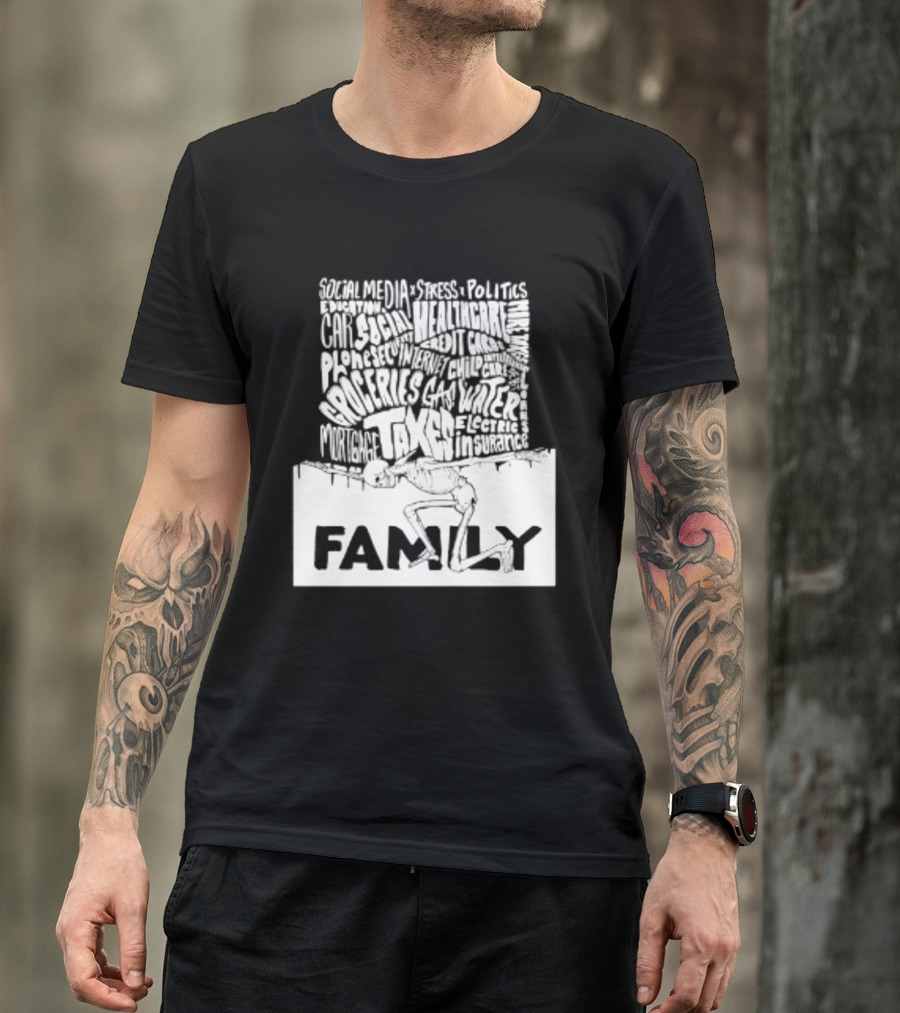Family Skeleton Juggling Taxes And Life Stress T-Shirt