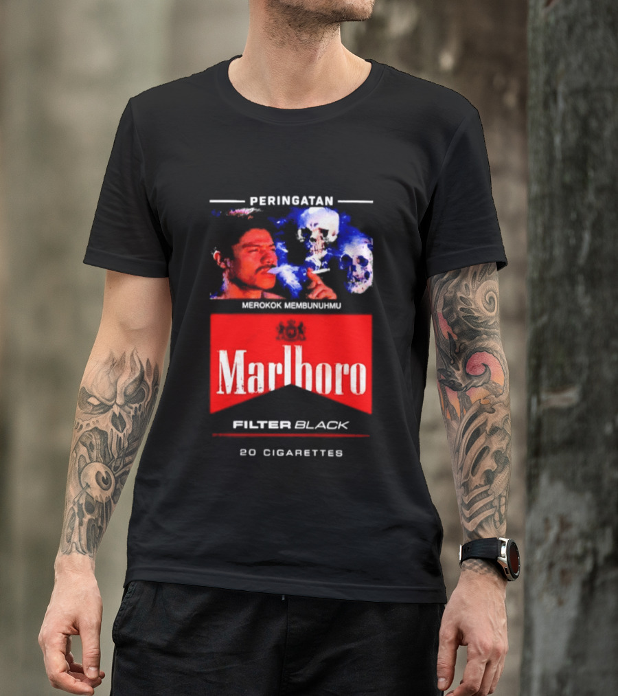 Marlboro Filter Black Peringatan Merokok Membunuhmu 50 Cigarettes T-Shirt