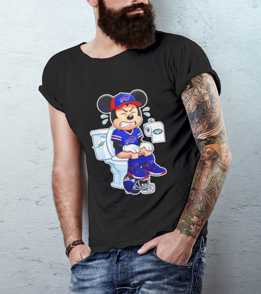 Mickey Toilet Buffalo Bills Defeat Jets Dolphins Patriots Football T-Shirt