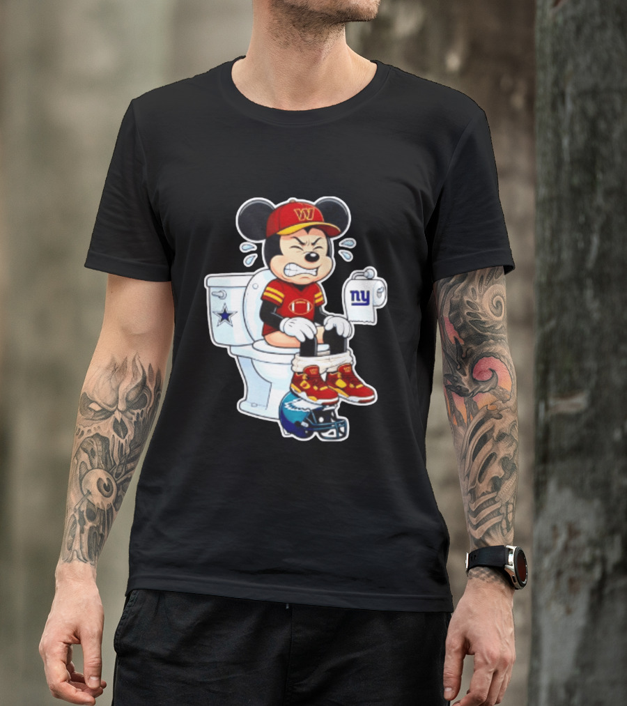 Mickey Toilet Washington W Frustrated Cowboys Giants Eagles Football Rivalry T-Shirt