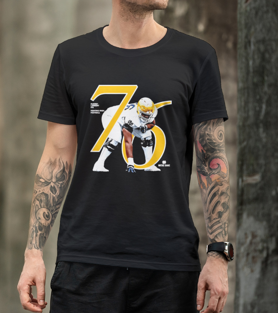 Notre Dame Football Player Number 76 Guerby Lambert NCAA T-Shirt