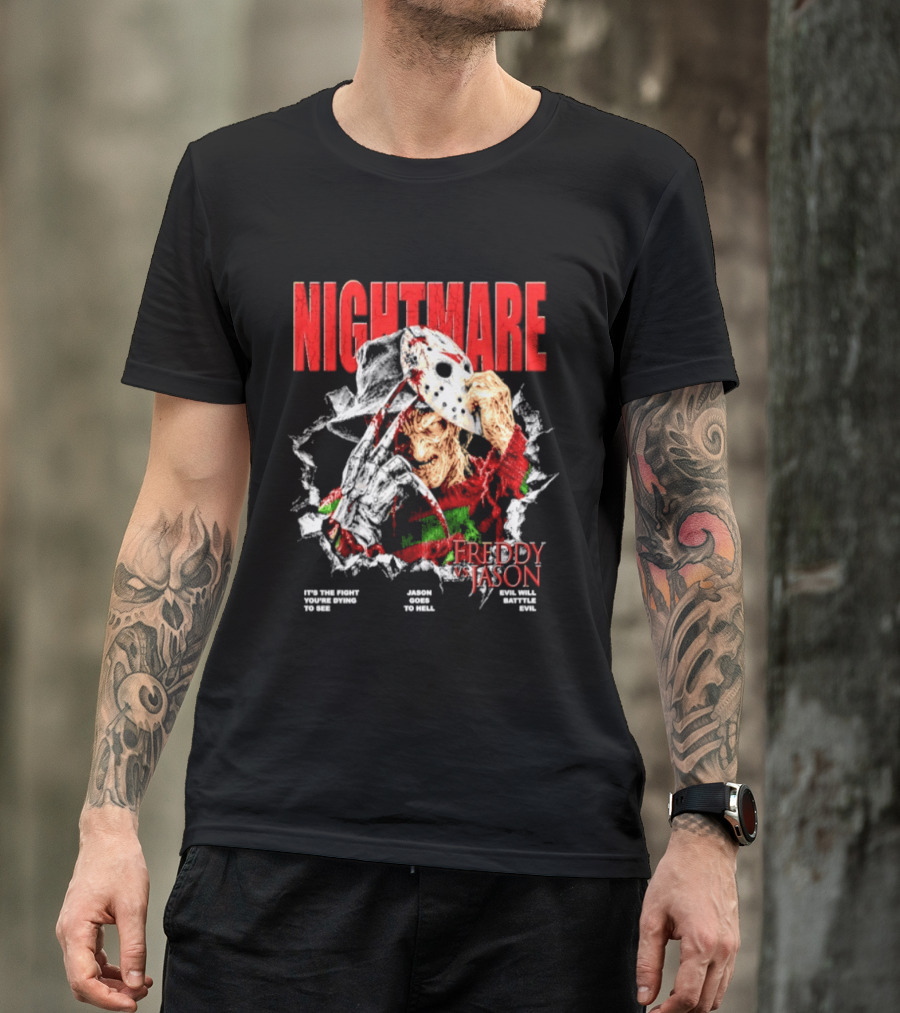 Nightmare Freddy Vs Jason Evil Battle Halloween Fight You're Dying To See T-Shirt