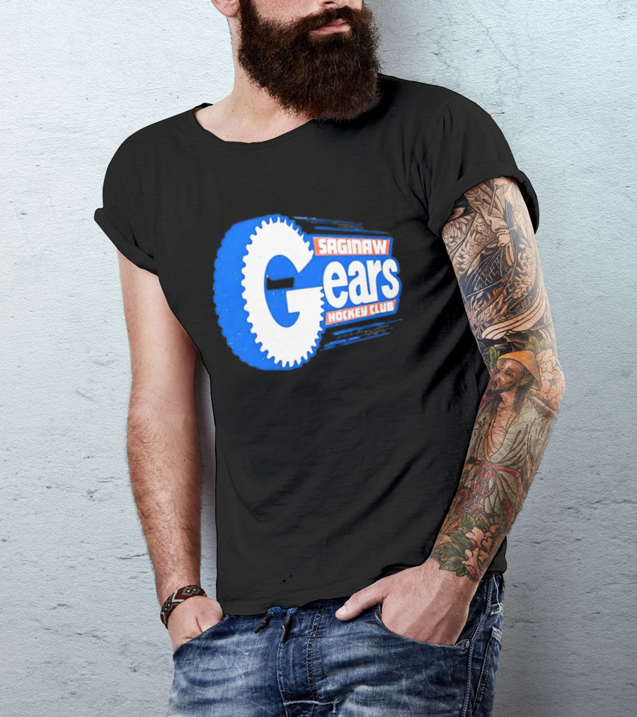 Saginaw Gears Hockey Club IHL Retro Team T-Shirt