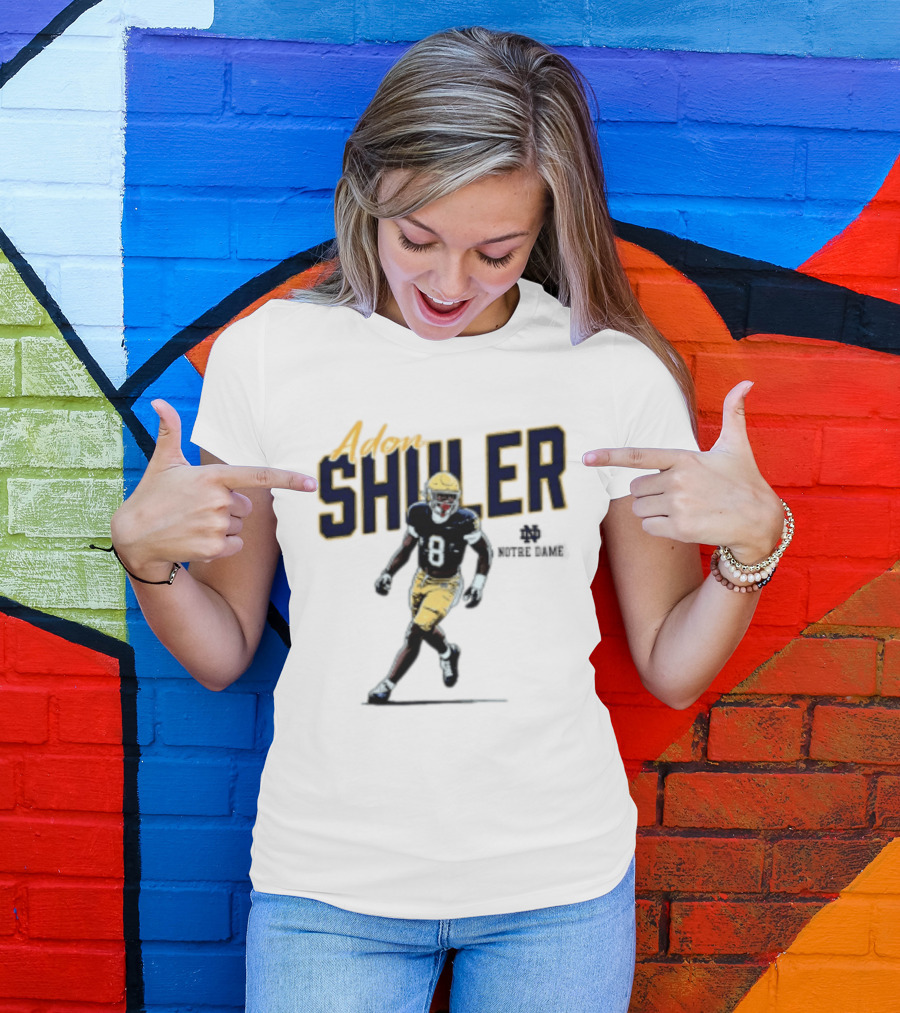 Adon Shuler 8 Notre Dame NCAA Football Caricature Player T-Shirt