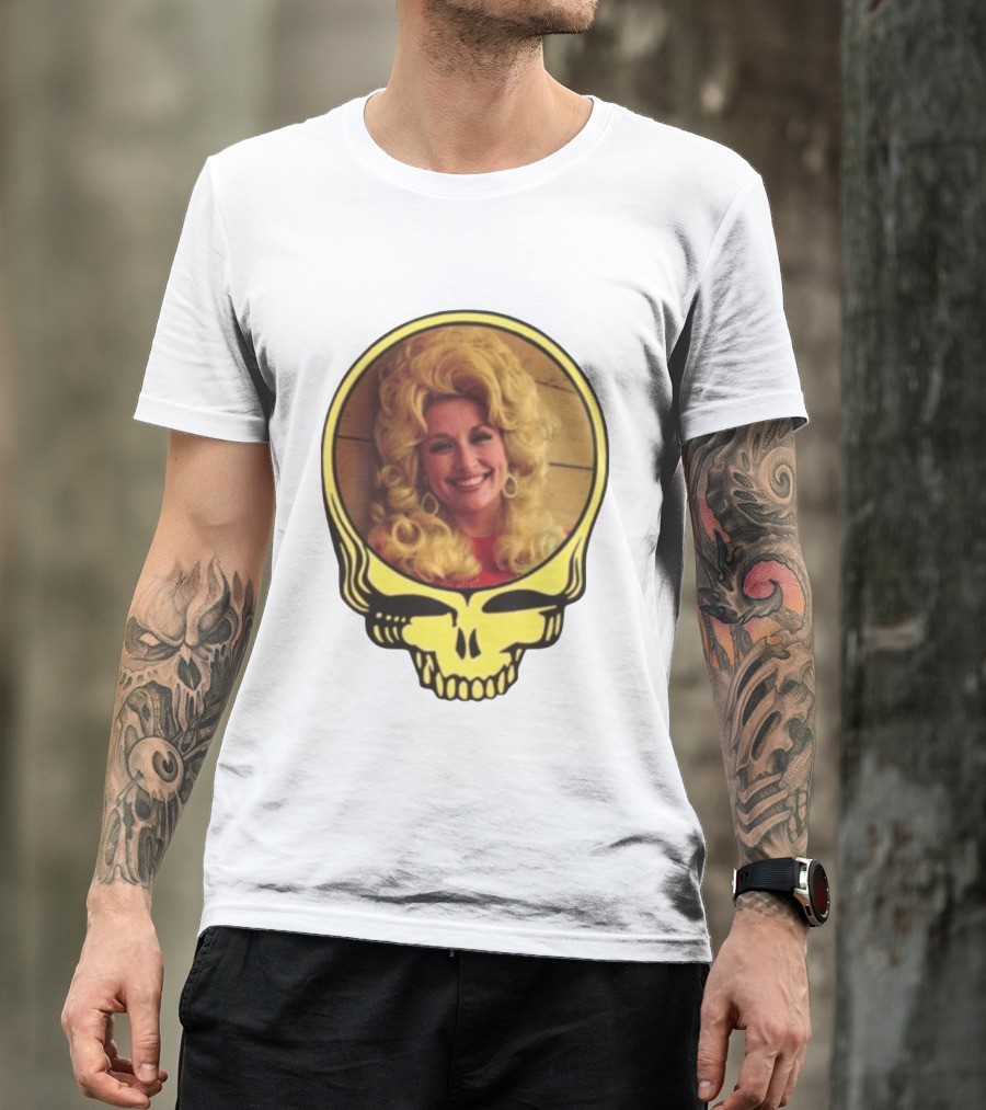 Dolly Parton Grateful Dead Skull Motif T-Shirt