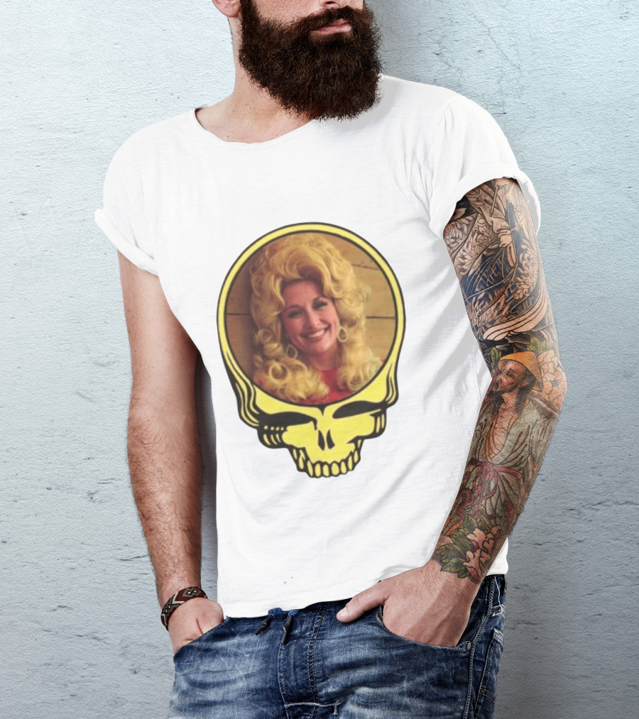 Dolly Parton Grateful Dead Skull Motif T-Shirt