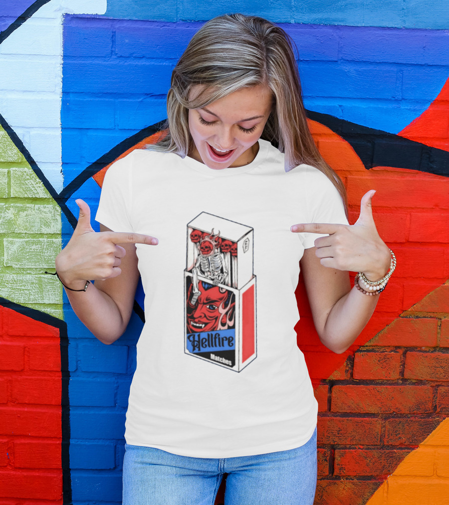 Hellfire Matches Devil Skeleton Occult Red Skull T-Shirt