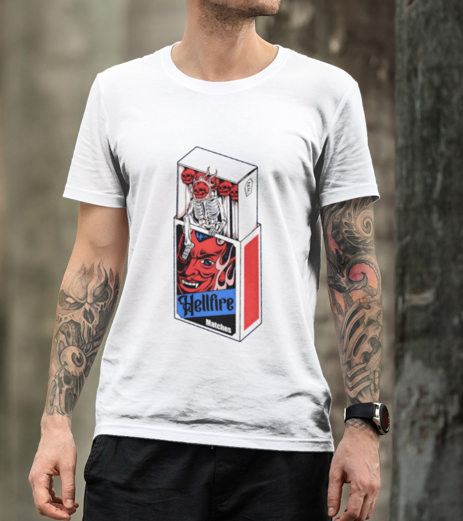 Hellfire Matches Devil Skeleton Occult Red Skull T-Shirt
