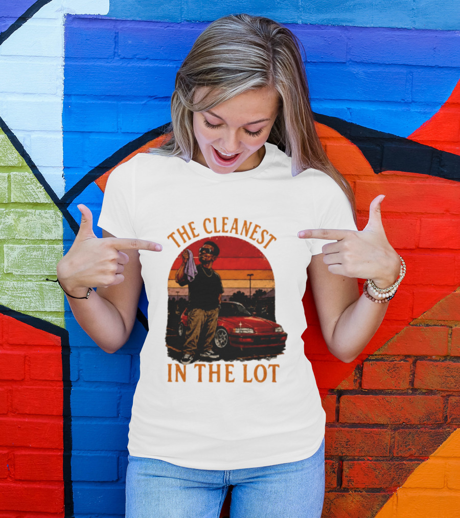 The Cleanest In The Lot Retro Car Enthusiast Sunset Scene T-Shirt