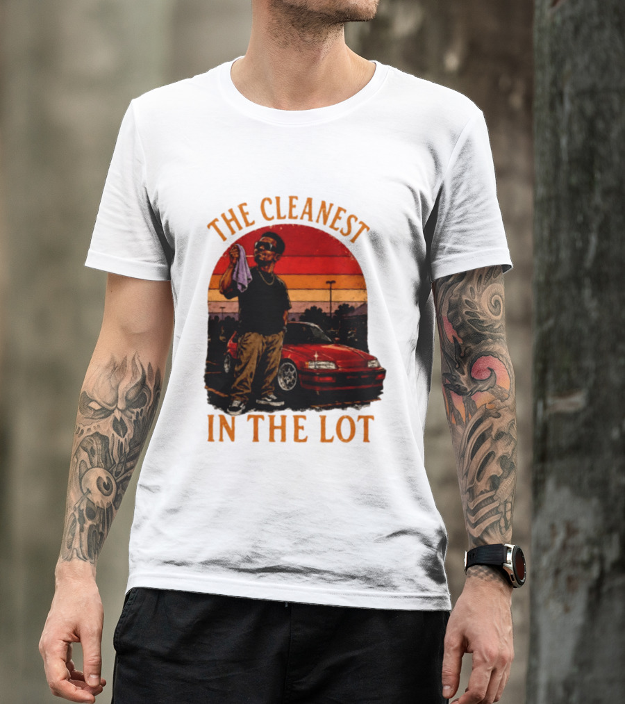 The Cleanest In The Lot Retro Car Enthusiast Sunset Scene T-Shirt