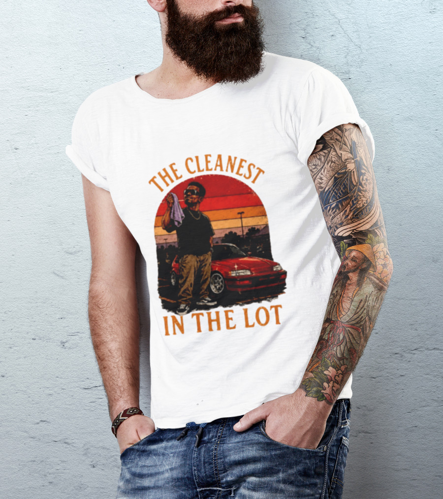 The Cleanest In The Lot Retro Car Enthusiast Sunset Scene T-Shirt
