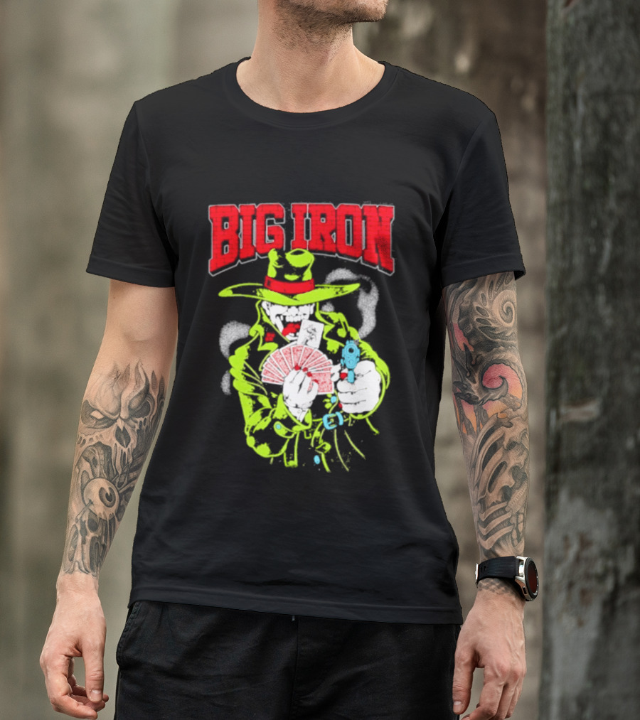 Big Iron Joker Cowboy Western Playing Cards T-Shirt