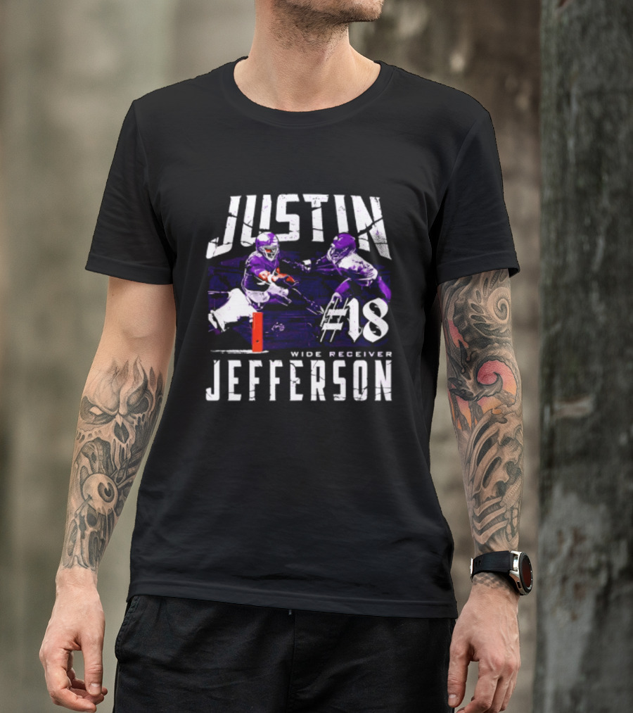 Justin Jefferson Minnesota Vikings Wide Receiver #18 Touchdown Dive T-Shirt