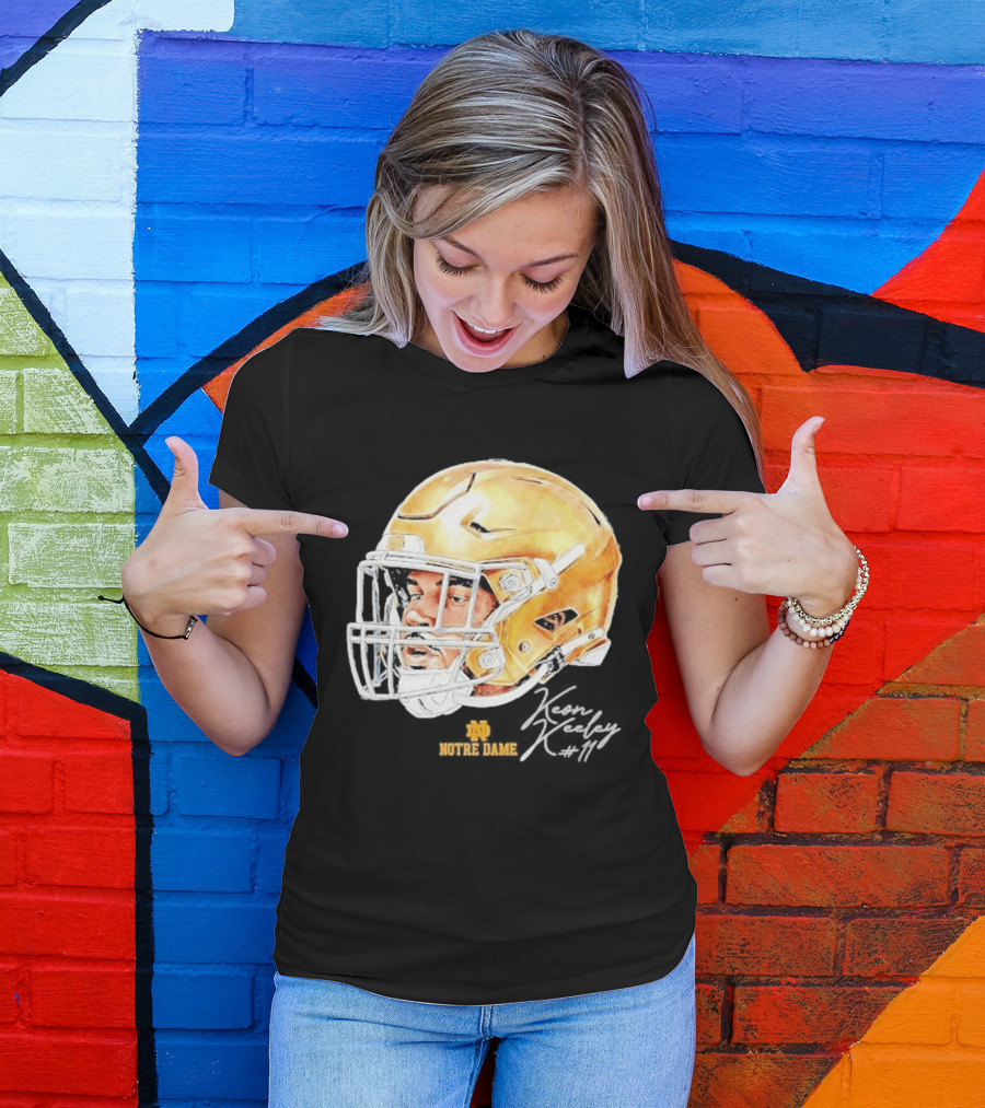 Keon Keeley 11 Notre Dame Football Helmet Swag T-Shirt