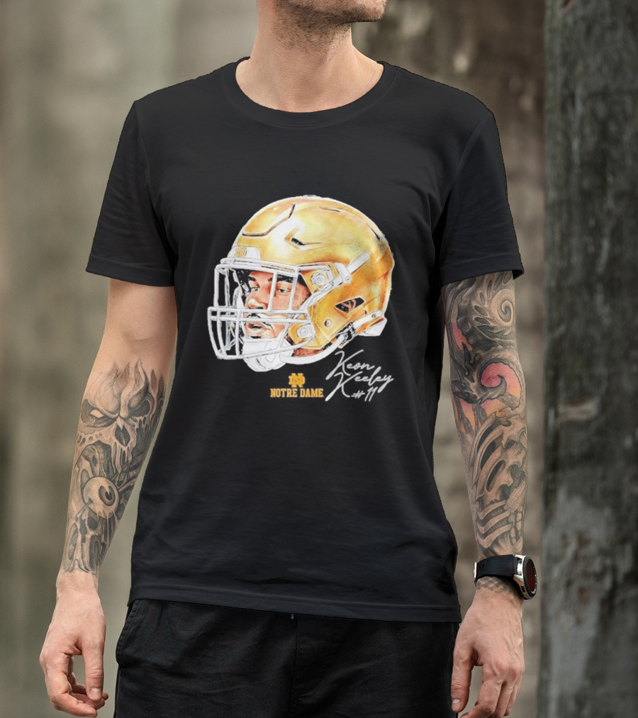 Keon Keeley 11 Notre Dame Football Helmet Swag T-Shirt