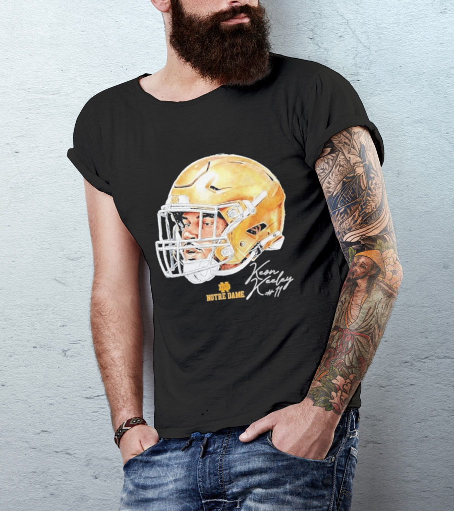 Keon Keeley 11 Notre Dame Football Helmet Swag T-Shirt