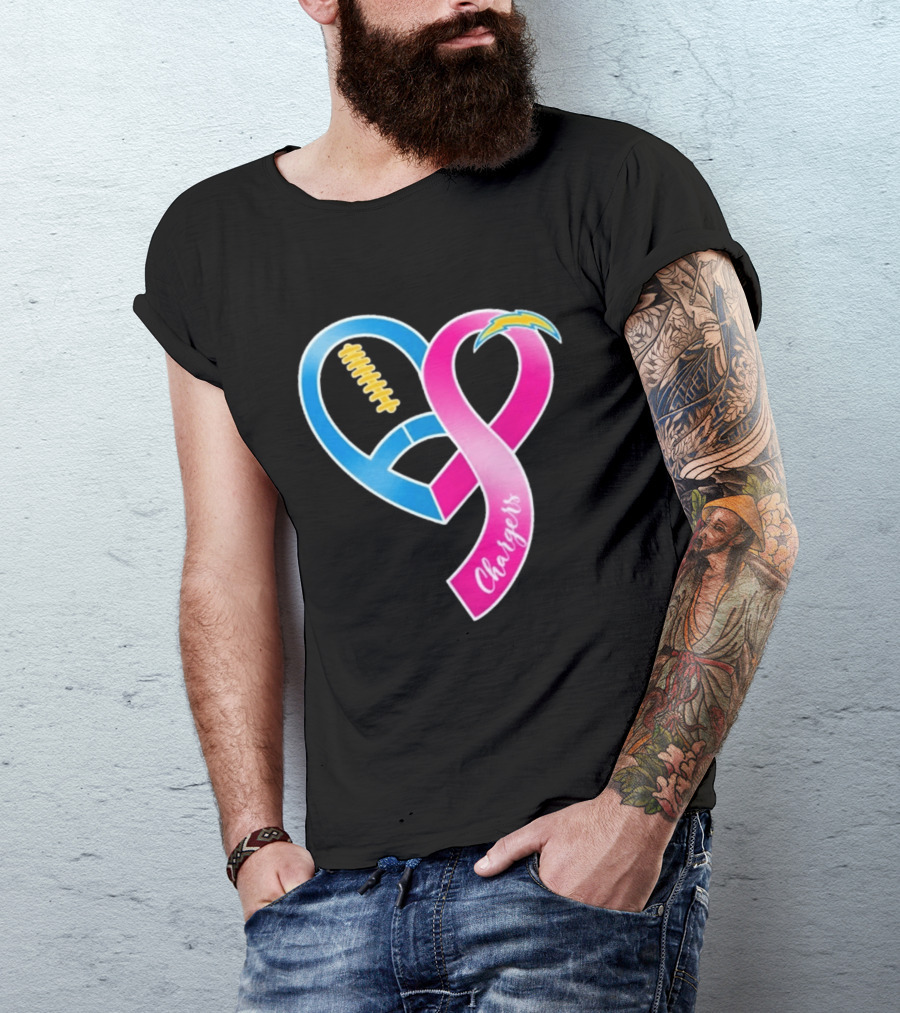 Los Angeles Chargers Breast Cancer Awareness Heart Ribbon 2026 T-Shirt