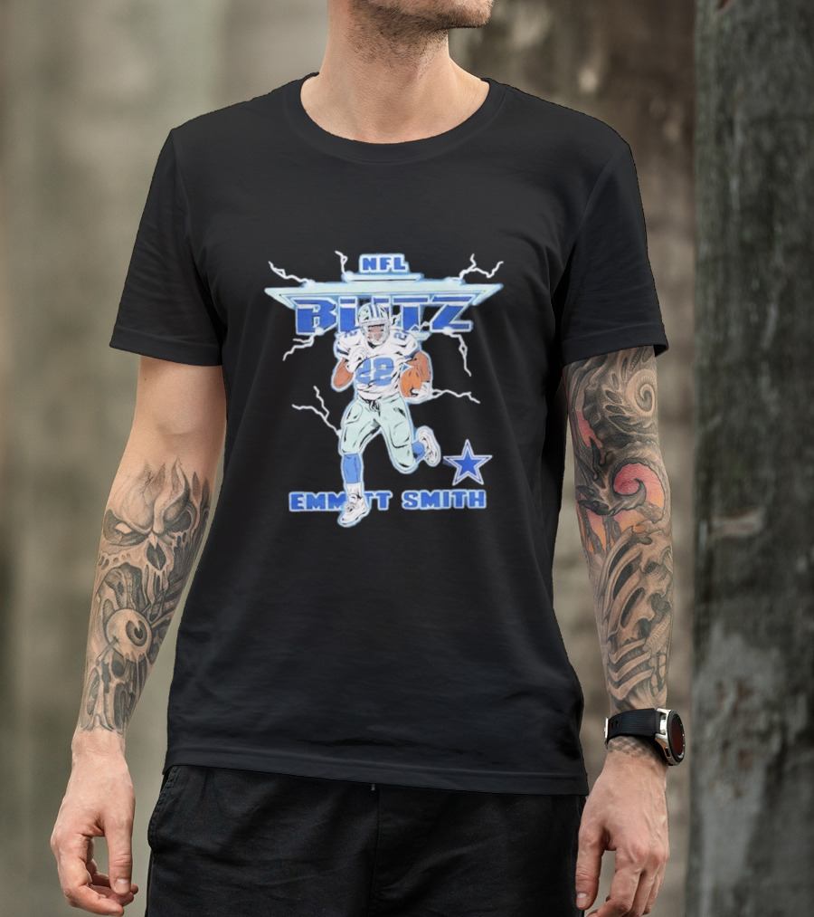 NFL Blitz Emmitt Smith Dallas Cowboys Lightning Star T-Shirt