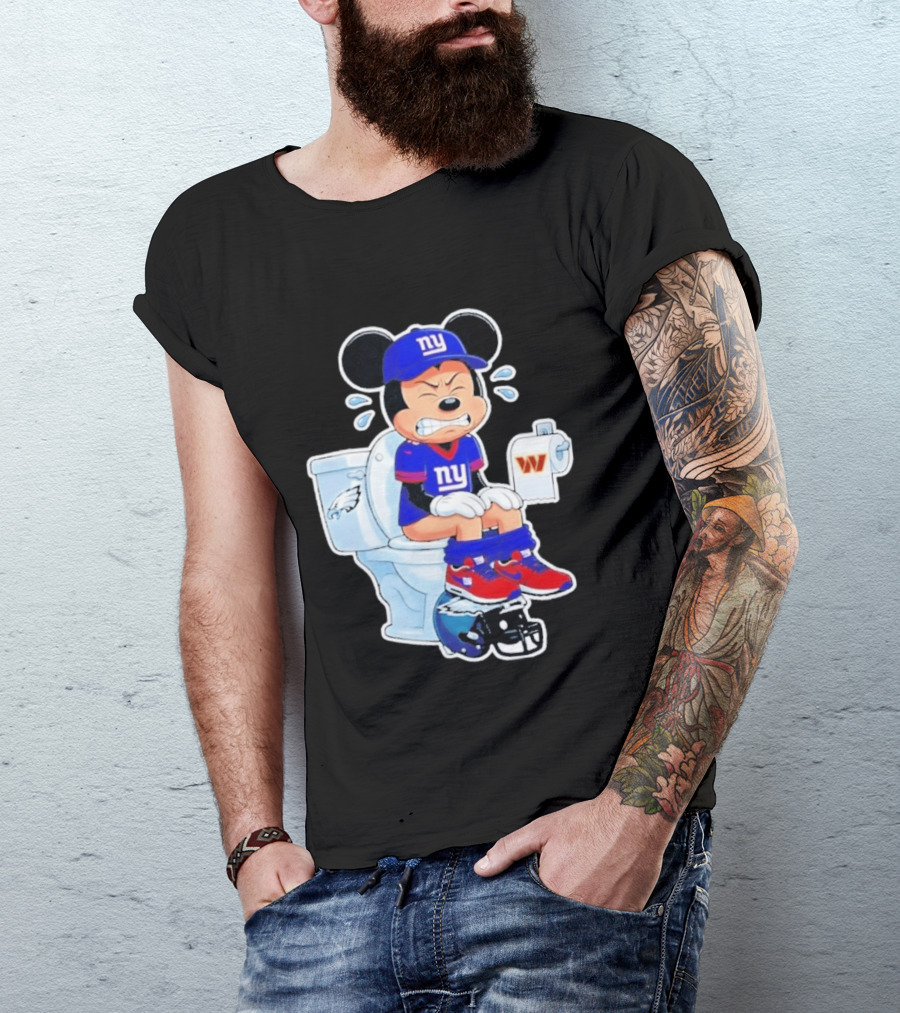 Mickey New York Giants Toilet Eagles Commanders Football Helmet T-Shirt