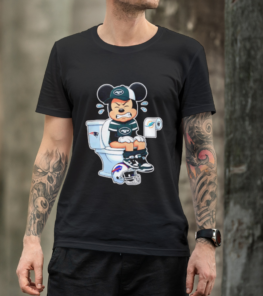Mickey Jets Toilet Frustration Patriots Dolphins Bills Rivalry T-Shirt