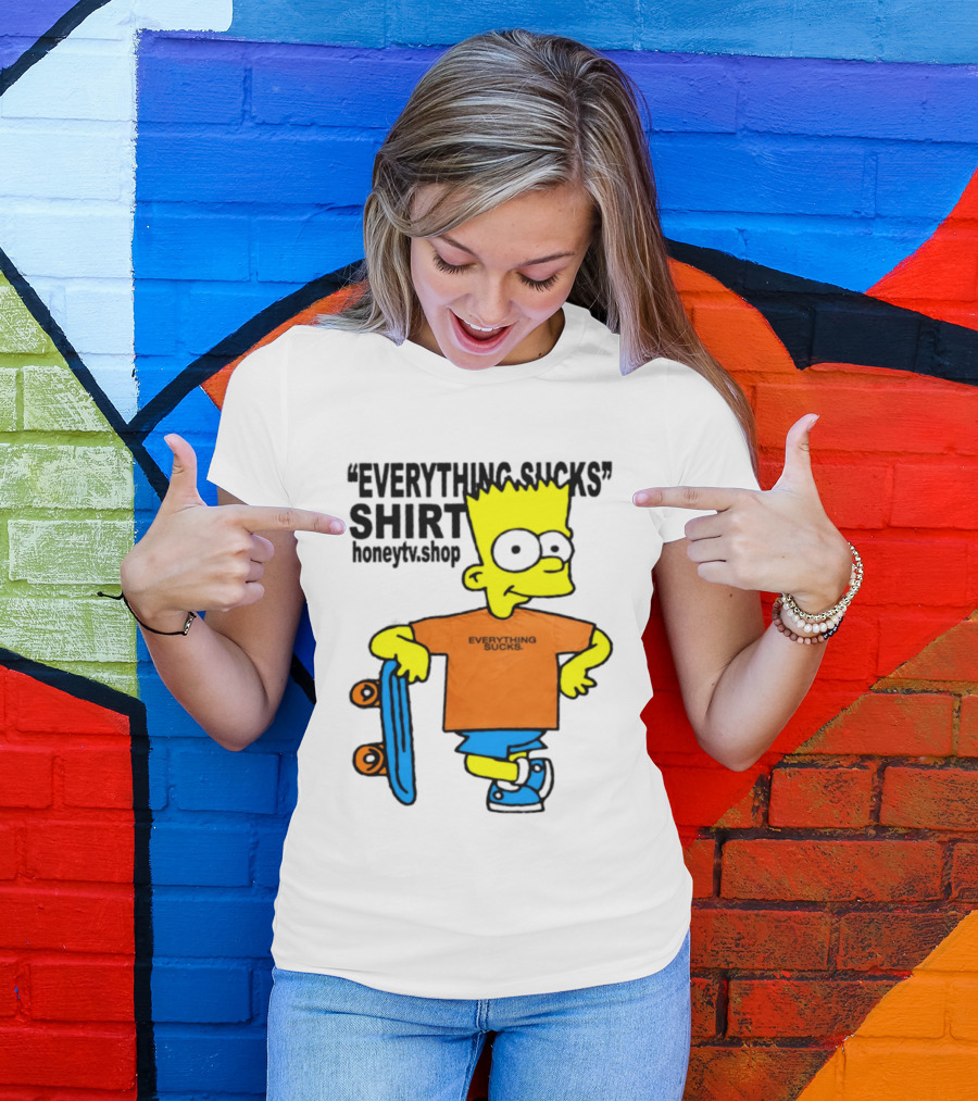 Bart Simpson Everything Sucks Skateboard Homage The Simpsons T-Shirt
