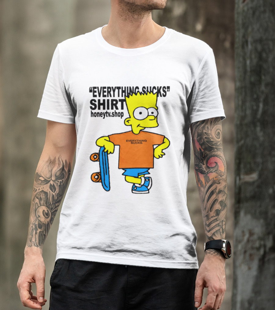 Bart Simpson Everything Sucks Skateboard Homage The Simpsons T-Shirt