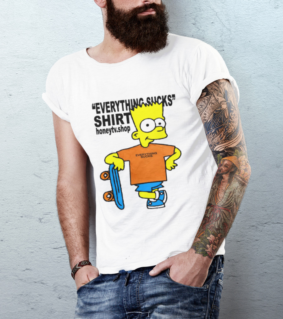 Bart Simpson Everything Sucks Skateboard Homage The Simpsons T-Shirt