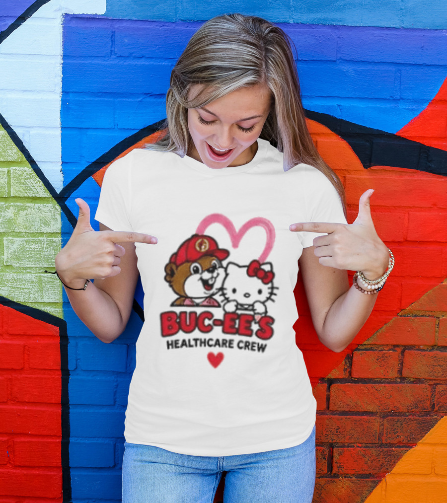 Buc Ee's Hello Kitty Caring Hearts Healthcare Crew T-Shirt