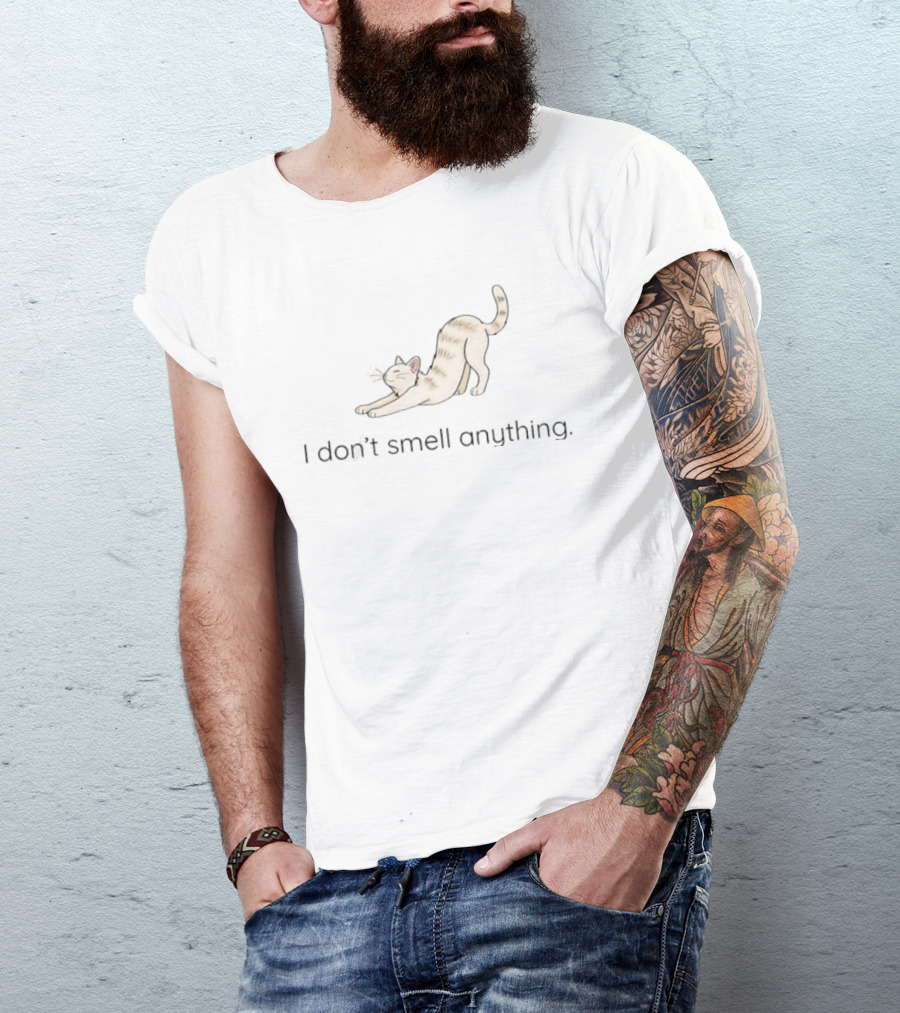 I Don't Smell Anything Cat Kitten Stretching Playful Pose T-Shirt