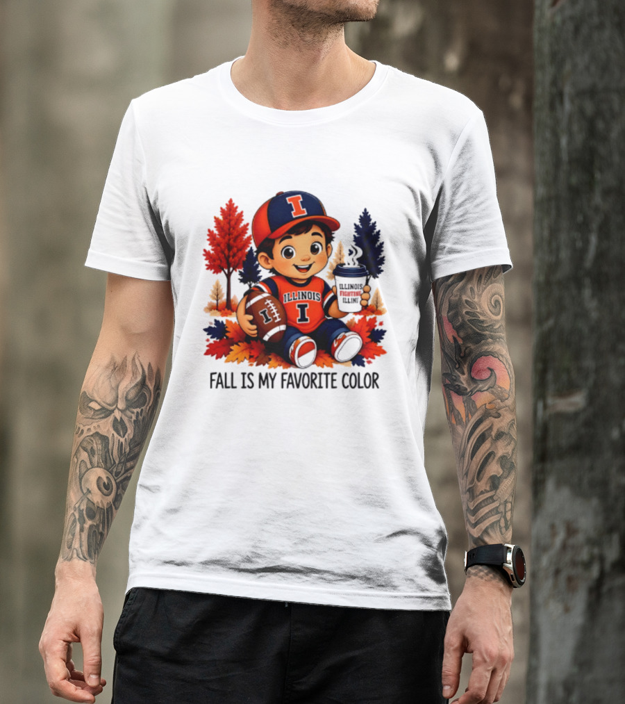 Illinois Fighting Illini Fall Is My Favorite Color Football Kid T-Shirt
