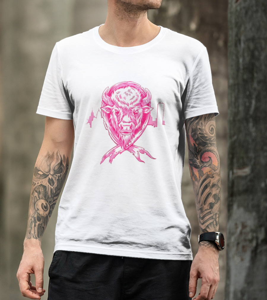 Making Strides 2026 Buffalo Mafia Pink Ribbon Skyline T-Shirt