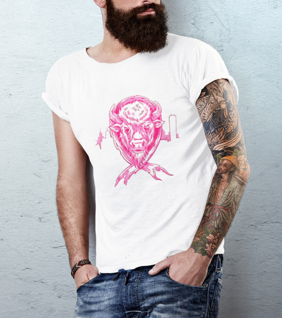 Making Strides 2026 Buffalo Mafia Pink Ribbon Skyline T-Shirt