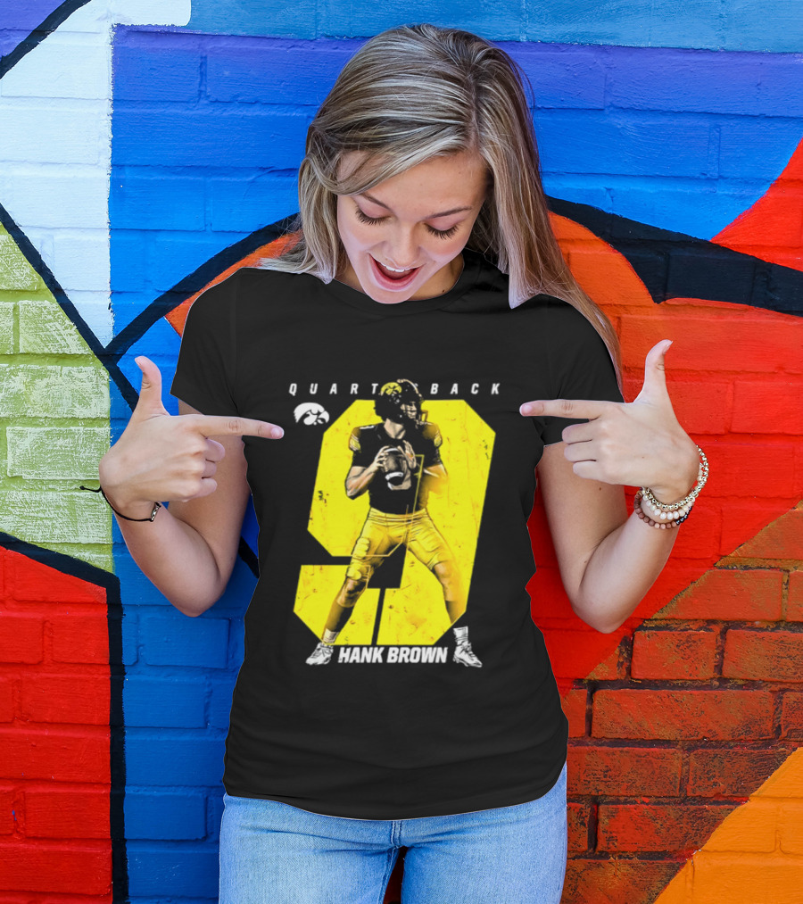 Hank Brown 9 Iowa Hawkeyes NCAA Football Quarterback Player Number T-Shirt
